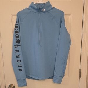 Under Armour Women's Light Blue Zip-Up Sweatshirt Cold Gear Size Large